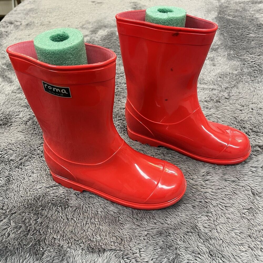 Roma Rain Boots Girls 2 Red Rubber Waterproof